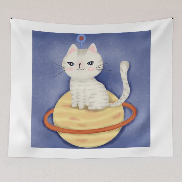 Item preview, Saturn Mystic Cat – Celestial Guardian on the Ringed Planet designed and sold by Soul In Line.