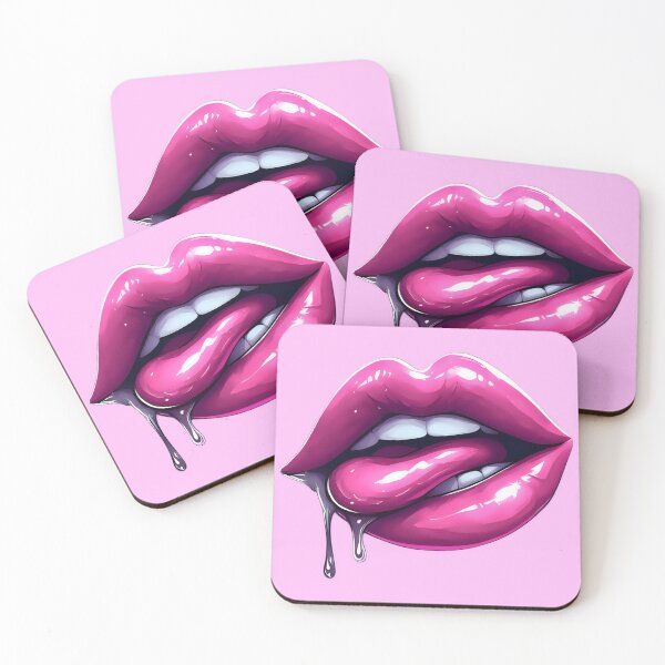 Item preview, Glossy Pink Drip Lips – Bold Pop Art Aesthetic designed and sold by Neer arts.