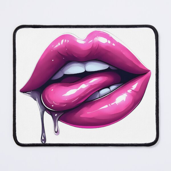 Item preview, Glossy Pink Drip Lips – Bold Pop Art Aesthetic designed and sold by Neer arts.