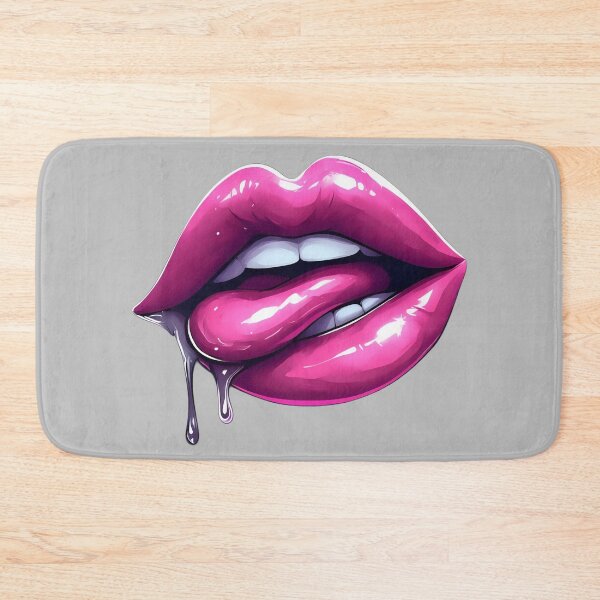 Item preview, Glossy Pink Drip Lips – Bold Pop Art Aesthetic designed and sold by Neer arts.