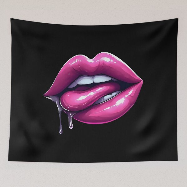 Item preview, Glossy Pink Drip Lips – Bold Pop Art Aesthetic designed and sold by Neer arts.