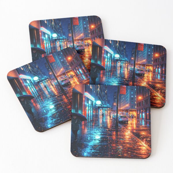Item preview, Neon Rainfall – Anime City Night designed and sold by stylekotoshop.