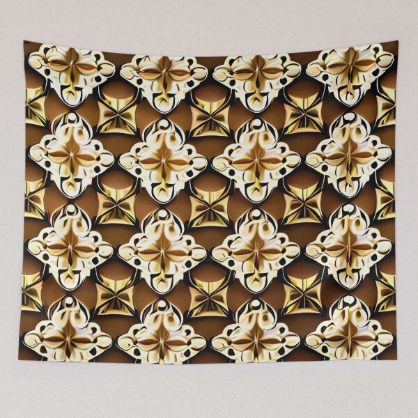 Item preview, Brown Cross Floral Flower Kaleidoscope Repeat Pattern Wayfair designed and sold by Zeporas Castle.