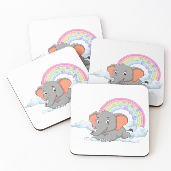 Item preview, Baby Elephant - Cute Gray Elephant Resting on a Cloud with Rainbow designed and sold by Love3Happy.