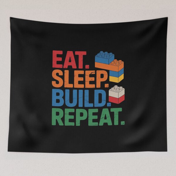 Item preview, Eat Sleep Build Repeat Master Builder Bricks Blocks designed and sold by joyouartArt.