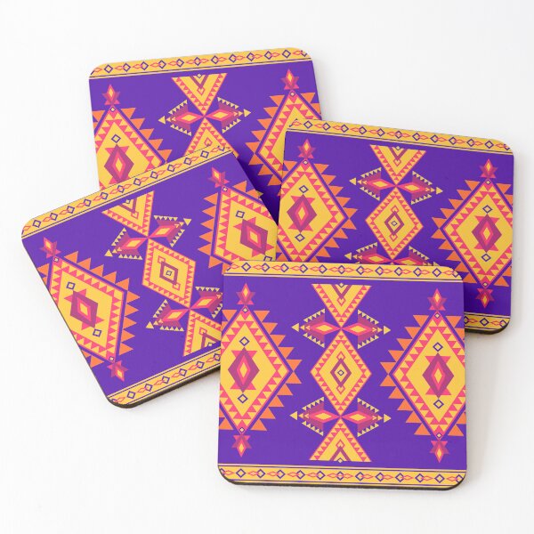 Aperçu de l'œuvre Un motif ethnique autochtone éclatant, orné de violet, d'orange, de rose et de jaune. créée et vendue par Nengsang.
