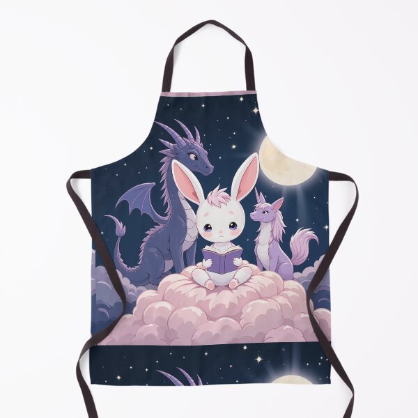 Item preview, Moonlit Fantasy Reading – Cute Bunny and Mythical Creatures Dream Illustration designed and sold by PixelVibe782.