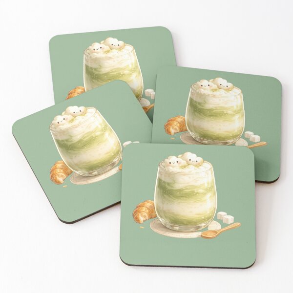 Item preview, Cute Matcha Latte Kawaii Café Illustration designed and sold by MeghannsMinimalMeals.