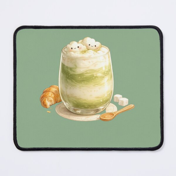 Item preview, Cute Matcha Latte Kawaii Café Illustration designed and sold by MeghannsMinimalMeals.