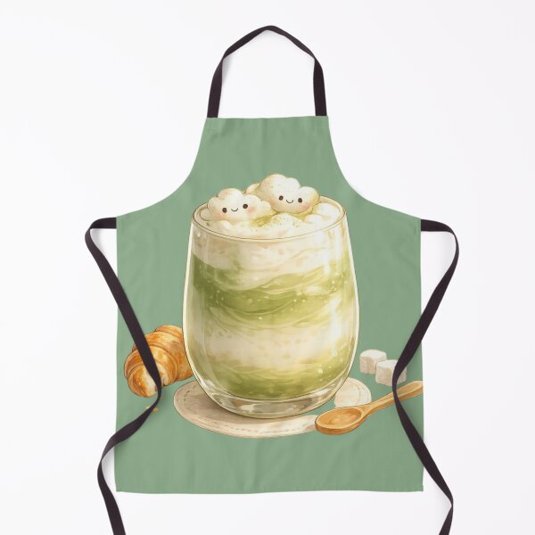 Item preview, Cute Matcha Latte Kawaii Café Illustration designed and sold by MeghannsMinimalMeals.