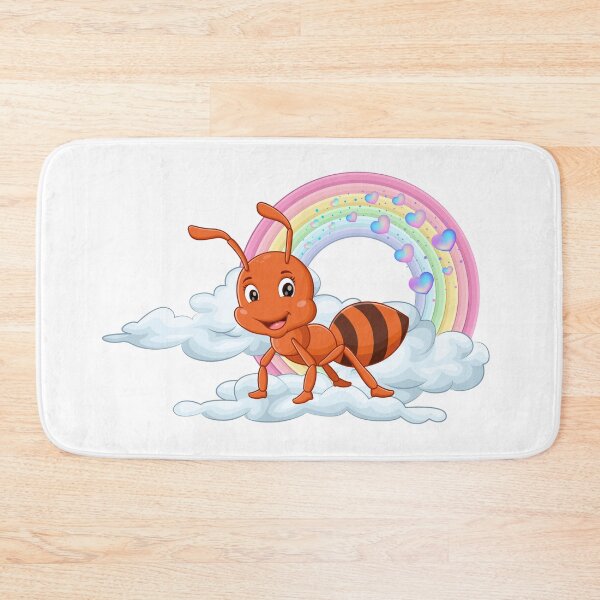 Aperçu de l'œuvre Fourmi amicale - Mignonne fourmi orange sur un nuage avec un arc-en-ciel pastel créée et vendue par Love3Happy.
