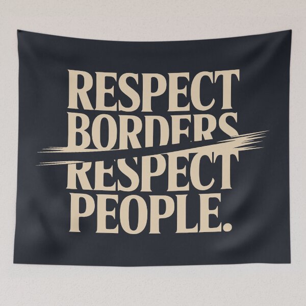 Item preview, Respect Borders Protest Typography Design designed and sold by Place-Heritages.