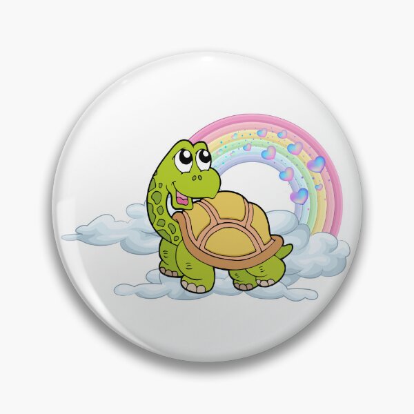 Artikelvorschau, Fröhliche Schildkröte – Niedliche grüne Schildkröte auf Wolken mit pastellfarbenem Regenbogen entworfen und verkauft von Love3Happy.