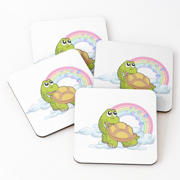 Item preview, Happy Turtle - Cute Green Turtle on Clouds with Pastel Rainbow designed and sold by Love3Happy.