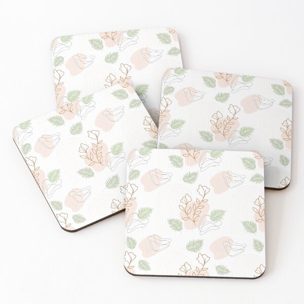 Item preview, Seamless Boho Botanical Pattern with Abstract Leaves and Rainbow Arches – Minimal Neutral Earth Tone Repeating Nature Design designed and sold by AESTHETIC-FLAIR.