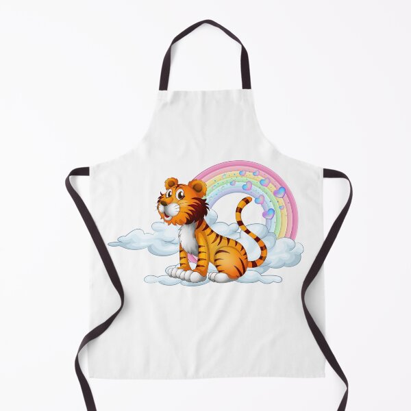 Item preview, Smiling Tiger - Cute Tiger on a Cloud with Rainbow and Hearts designed and sold by Love3Happy.