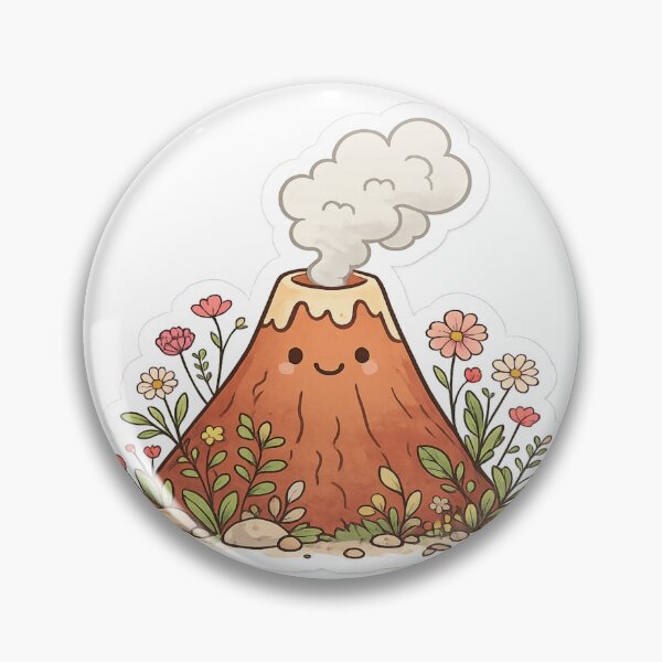 Item preview, Cute Smiling Volcano with Flowers – Kawaii Volcano Illustration, Nature Lover Cartoon Art designed and sold by Globalcitytees.