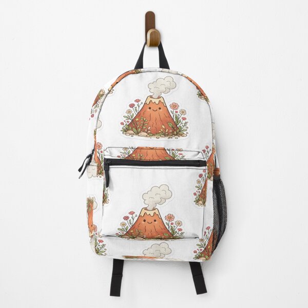 Item preview, Cute Smiling Volcano with Flowers – Kawaii Volcano Illustration, Nature Lover Cartoon Art designed and sold by Globalcitytees.
