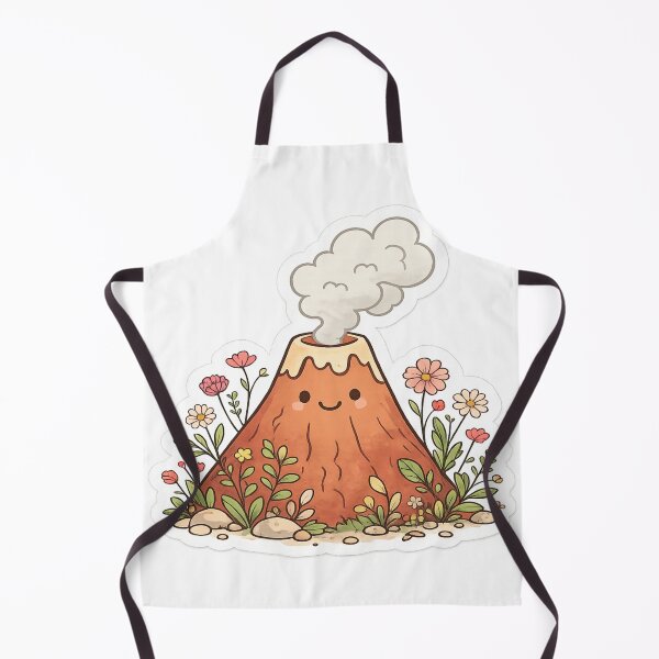 Item preview, Cute Smiling Volcano with Flowers – Kawaii Volcano Illustration, Nature Lover Cartoon Art designed and sold by Globalcitytees.