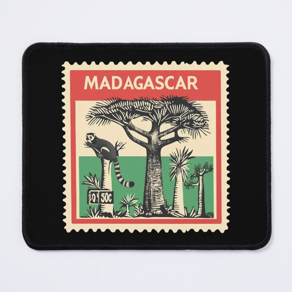 Item preview, Vintage Madagascar Postage Stamp Art - Baobab & Ring-Tailed Lemur designed and sold by tiigerdad.