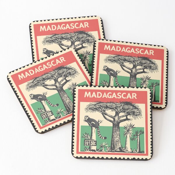 Item preview, Vintage Madagascar Postage Stamp Art - Baobab & Ring-Tailed Lemur designed and sold by tiigerdad.