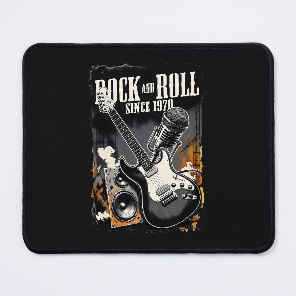Item preview, Rock and Roll Since 1970 Vintage Electric Guitar and Microphone Art designed and sold by SplashTastic.