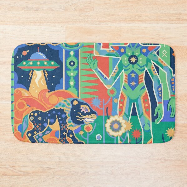 Item preview, Ancient Alien Deity Cosmic Panther Geometric Mural designed and sold by zzz888.