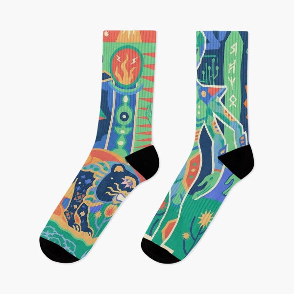 Item preview, Ancient Alien Deity Cosmic Panther Geometric Mural designed and sold by zzz888.