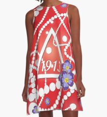 Crimson und Perlen A-Linien Kleid