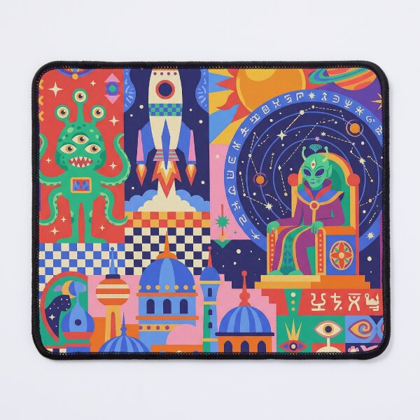Item preview, Retro Sci-Fi Alien Empire Geometric City Mural designed and sold by zzz888.