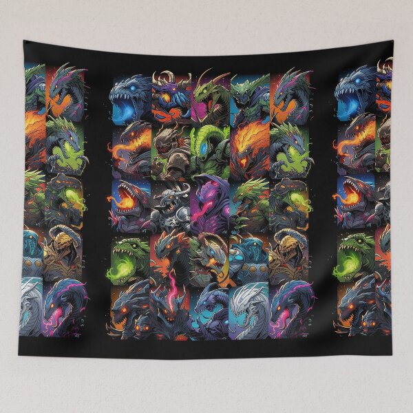 Item preview, Neon Colorful Dragon Scales and Heads designed and sold by Piotrek0001.