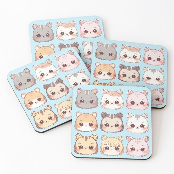 Item preview, Cute Kawaii Hamster & Cat Chibi Faces Collection designed and sold by ValeriValera.