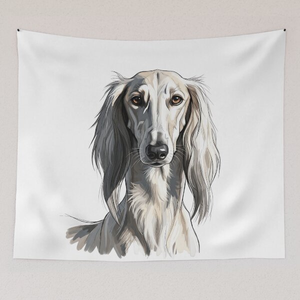 Item preview, Elegant Saluki Dog Portrait Watercolor Illustration designed and sold by i1ovedogs.