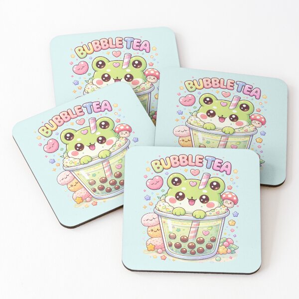 Item preview, Kawaii Frog Bubble Tea Cute Pastel Boba Tea Illustration designed and sold by ValeriValera.