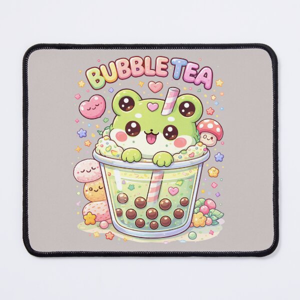 Item preview, Kawaii Frog Bubble Tea Cute Pastel Boba Tea Illustration designed and sold by ValeriValera.