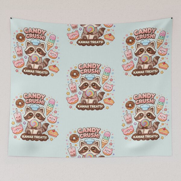 Item preview, Cute Raccoon Candy Crush & Sweets designed and sold by ValeriValera.