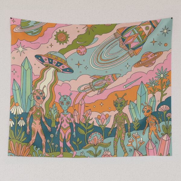 Item preview, Psychedelic Alien Planet Retro Crystal Landscape designed and sold by zzz888.