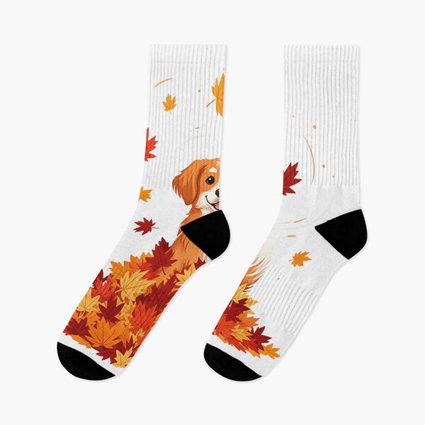 Item preview, Happy Dog in Autumn Leaves designed and sold by i1ovedogs.