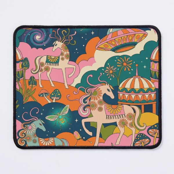 Item preview, Cosmic Carousel Horse Retro UFO Dreamscape designed and sold by zzz888.