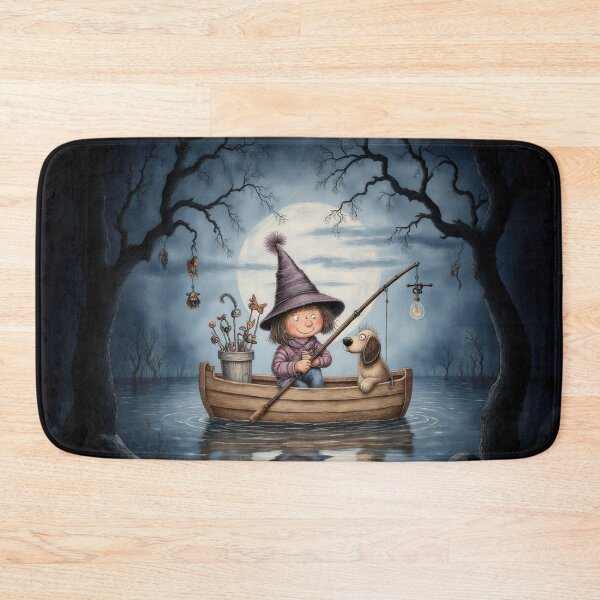 Item preview, Little Moon Fisher – Whimsical Night Boat Illustration designed and sold by Whimsical Hug.