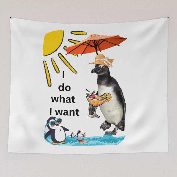 Item preview, Funny penguin with a holiday feeling - I do what I want designed and sold by Katja LebenFreude.