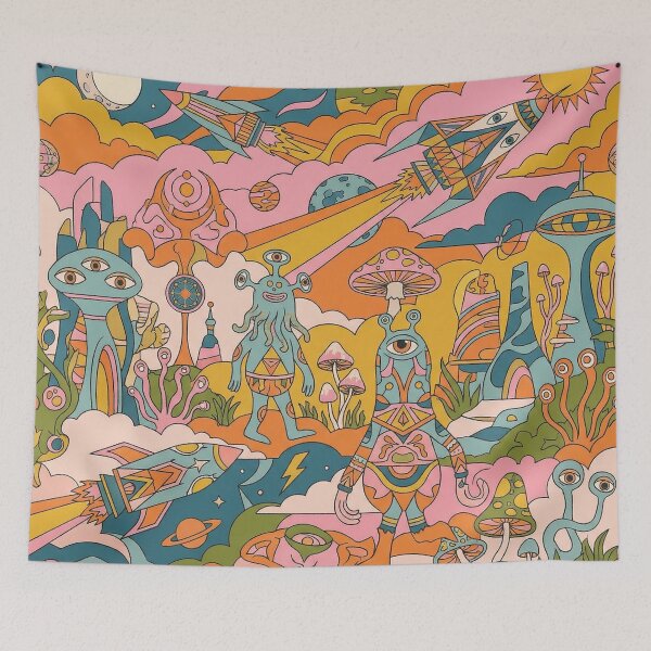 Item preview, Psychedelic Alien Landscape Retro Sci-Fi Pattern designed and sold by zzz888.