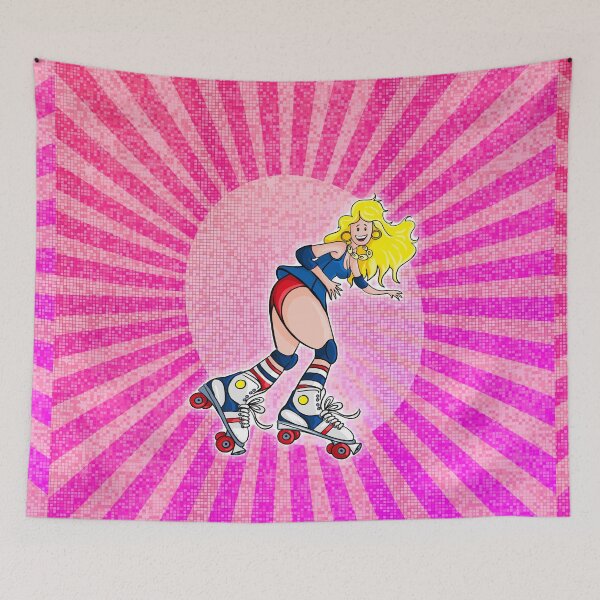 Item preview, Roller Disco Revival: Happy Blonde Girl in 70s Style Flat Vector designed and sold by Arte Cartoon From TagTeam Group.