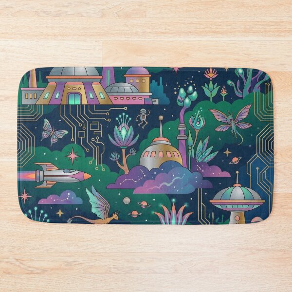 Item preview, Futuristic Space City Circuit Board Neon Alien Garden designed and sold by zzz888.