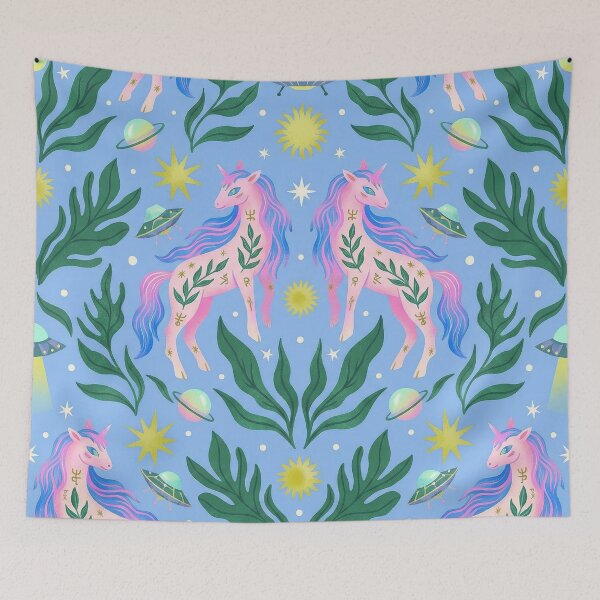 Item preview, Pastel Cosmic Unicorn UFO Dreamy Pattern designed and sold by zzz888.