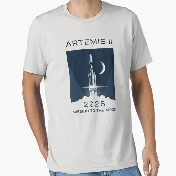 Artemis II Mission To The Moon 2026 Space Launch Art, Artemis 2 Essential T-Shirt