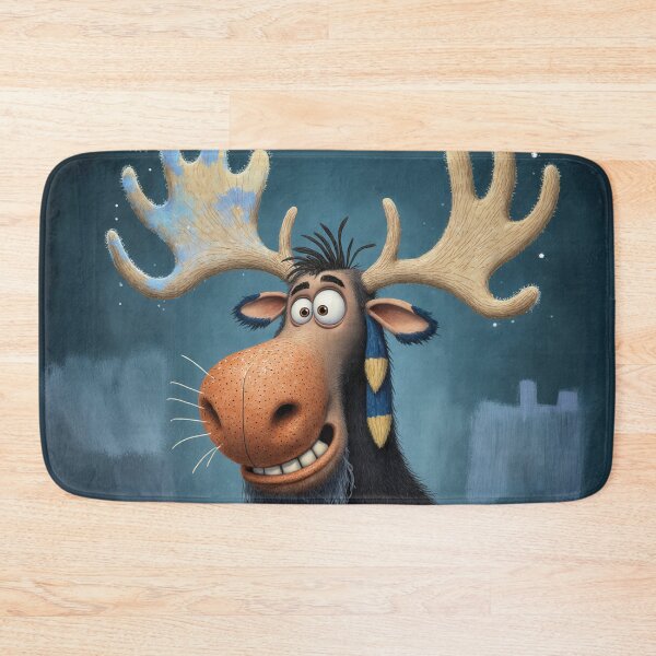 Item preview, Silly Moose with Big Antlers – Funny Whimsical Moose Illustration, Playful Animal Art designed and sold by Whimsical Hug.