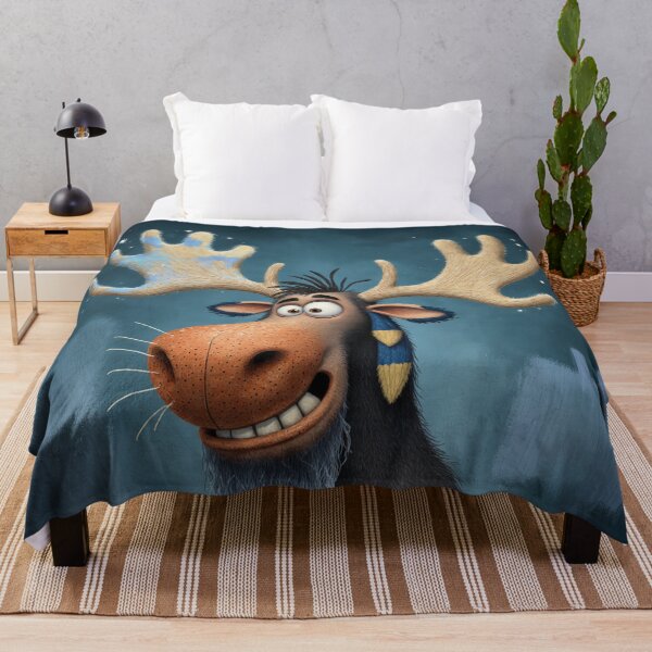 Item preview, Silly Moose with Big Antlers – Funny Whimsical Moose Illustration, Playful Animal Art designed and sold by Whimsical Hug.