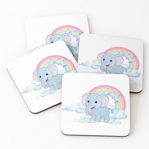 Item preview, Baby Elephant - Cute Blue Elephant on Clouds with Rainbow and Hearts designed and sold by Love3Happy.