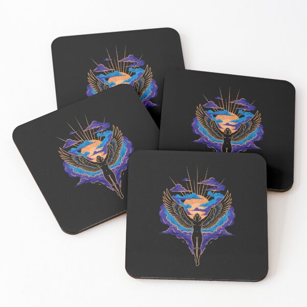 Item preview, Ascension Angel Wings Silhouette Celestial Sun and Clouds Art designed and sold by SplashTastic.